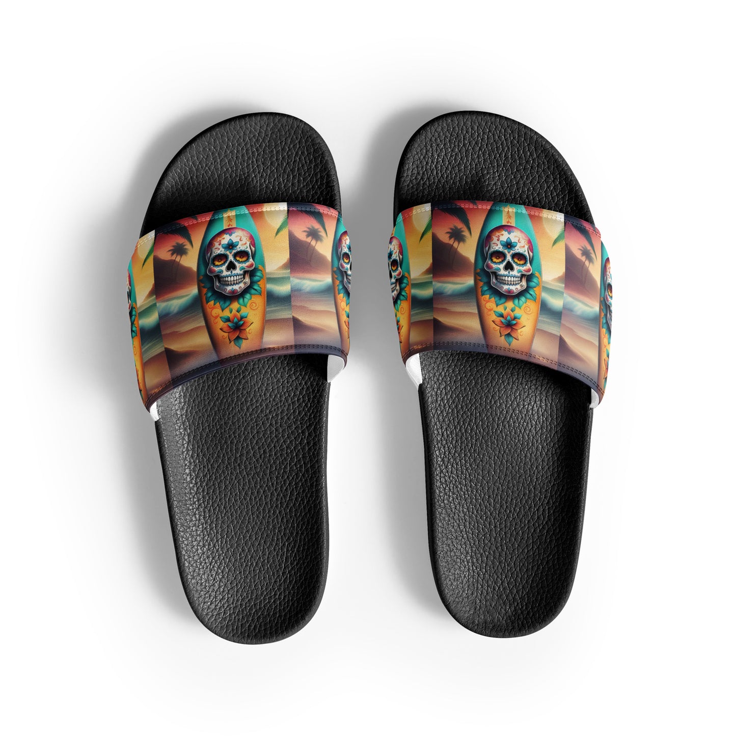 SKULL SURFBOARD MENS'S SLIDES