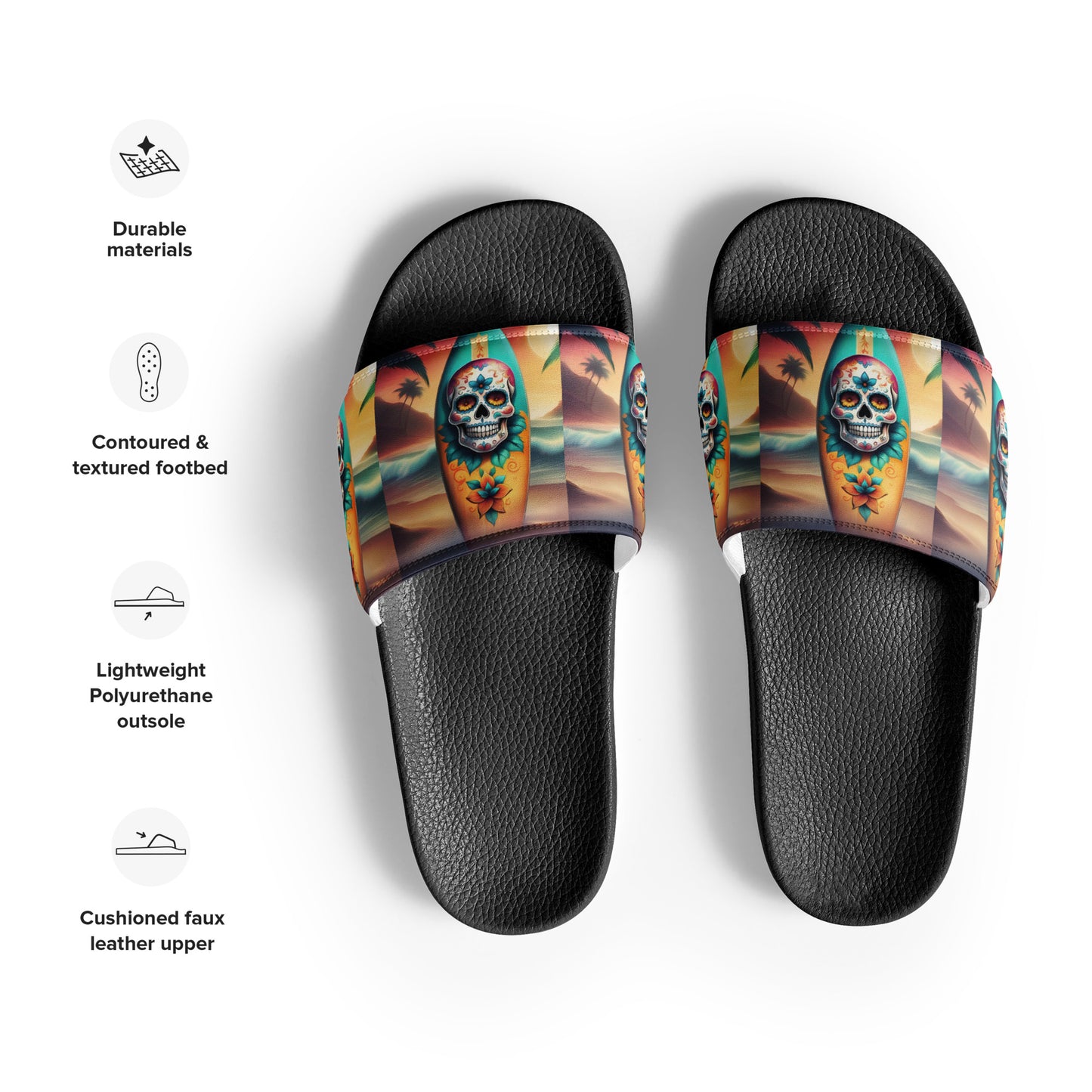 SKULL SURFBOARD MENS'S SLIDES