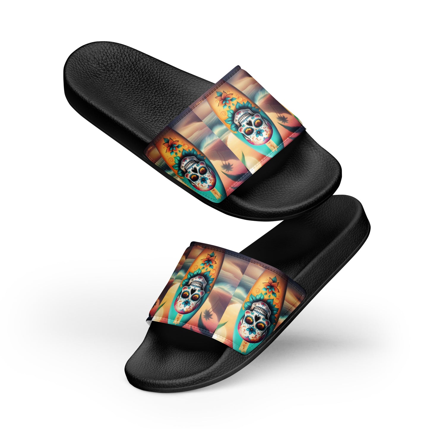 SKULL SURFBOARD MENS'S SLIDES