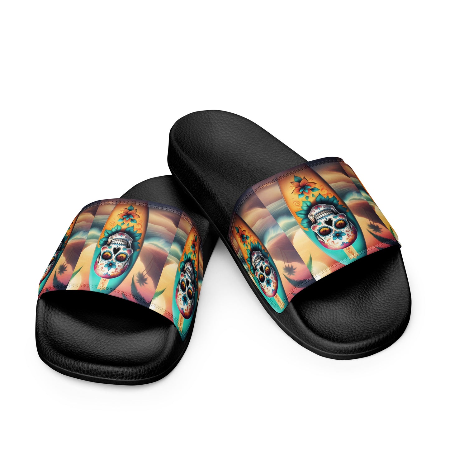 SKULL SURFBOARD MENS'S SLIDES