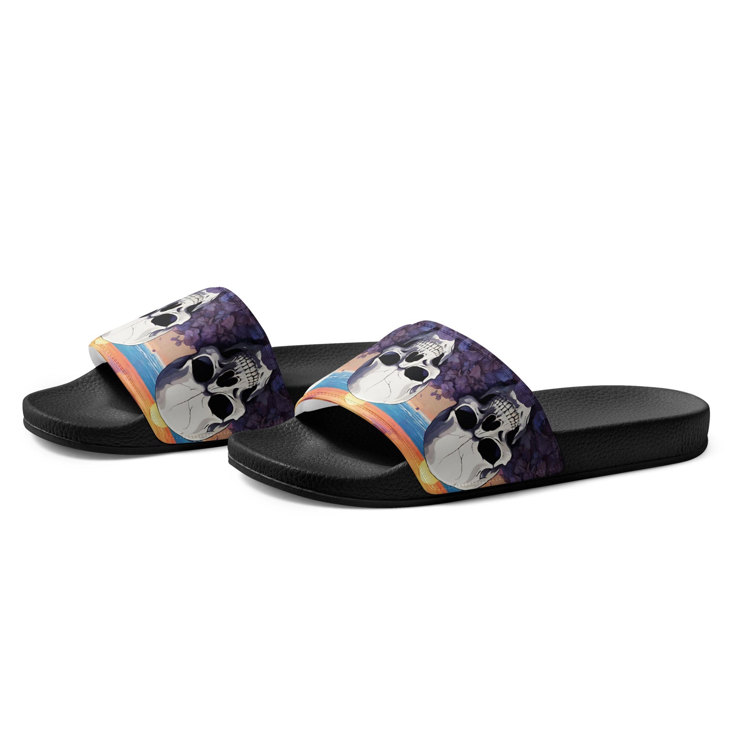 PURPLE SUNSET SKULL MEN'S SLIDES