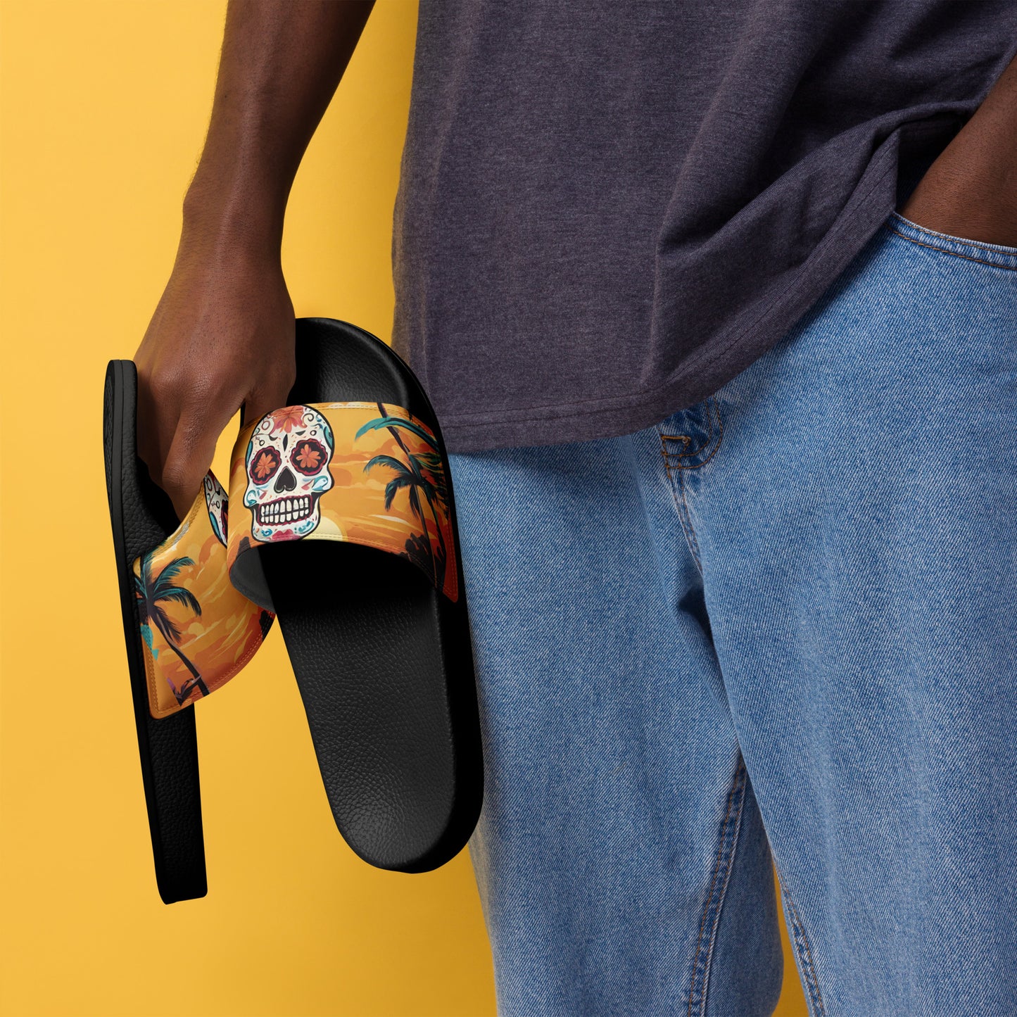 SUGAR SKULL SUNSET MEN'S SLIDES