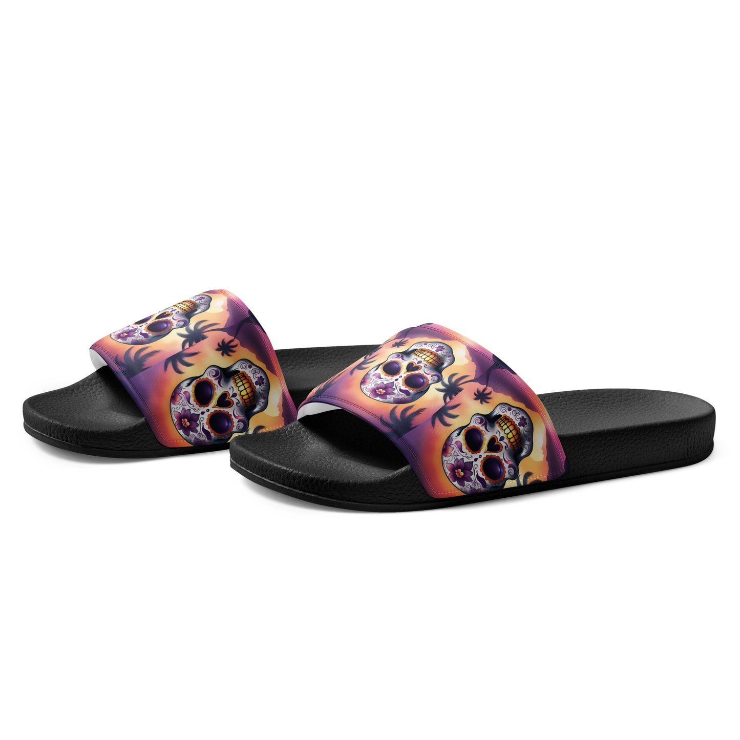 PINK SUNSET SKULL MEN'S SLIDES