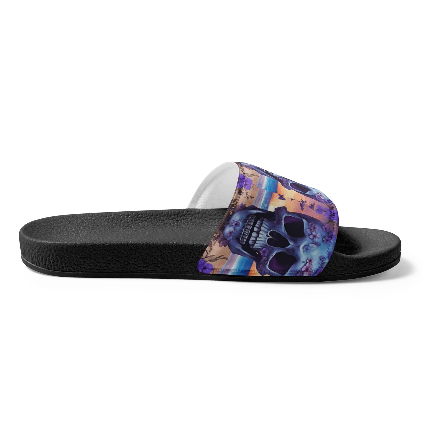 PURPLE FLOWER SKULL MEN'S SLIDES