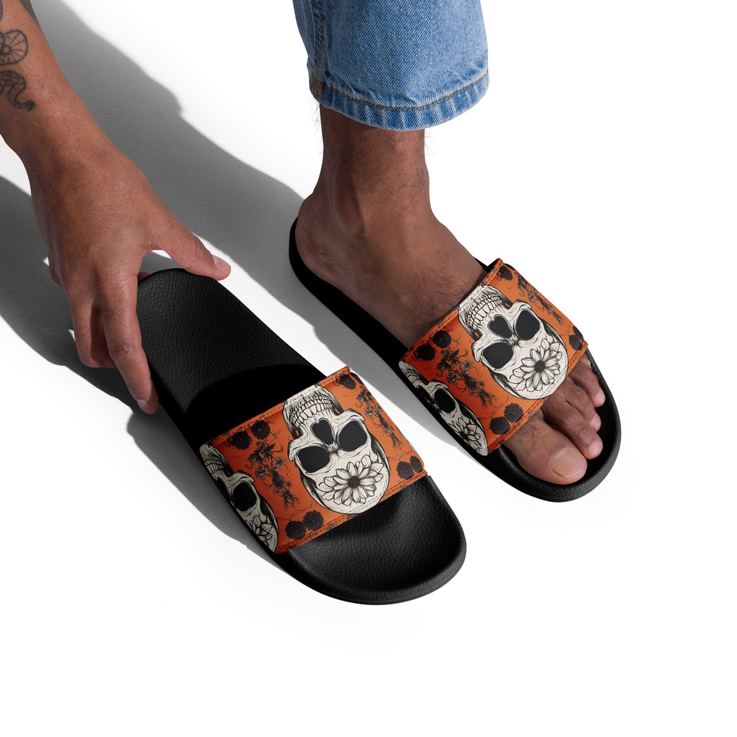 ORANGE FLOWER MEN'S SLIDES