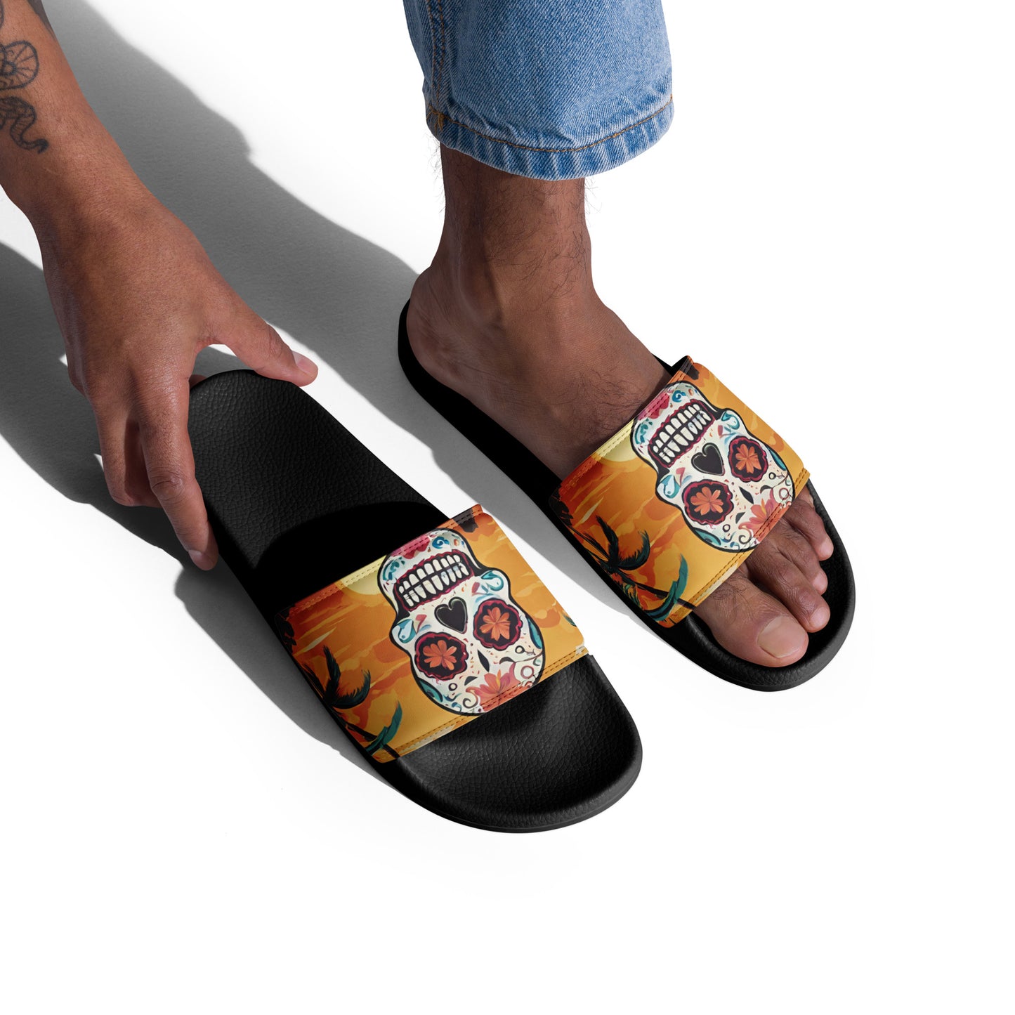 SUGAR SKULL SUNSET MEN'S SLIDES