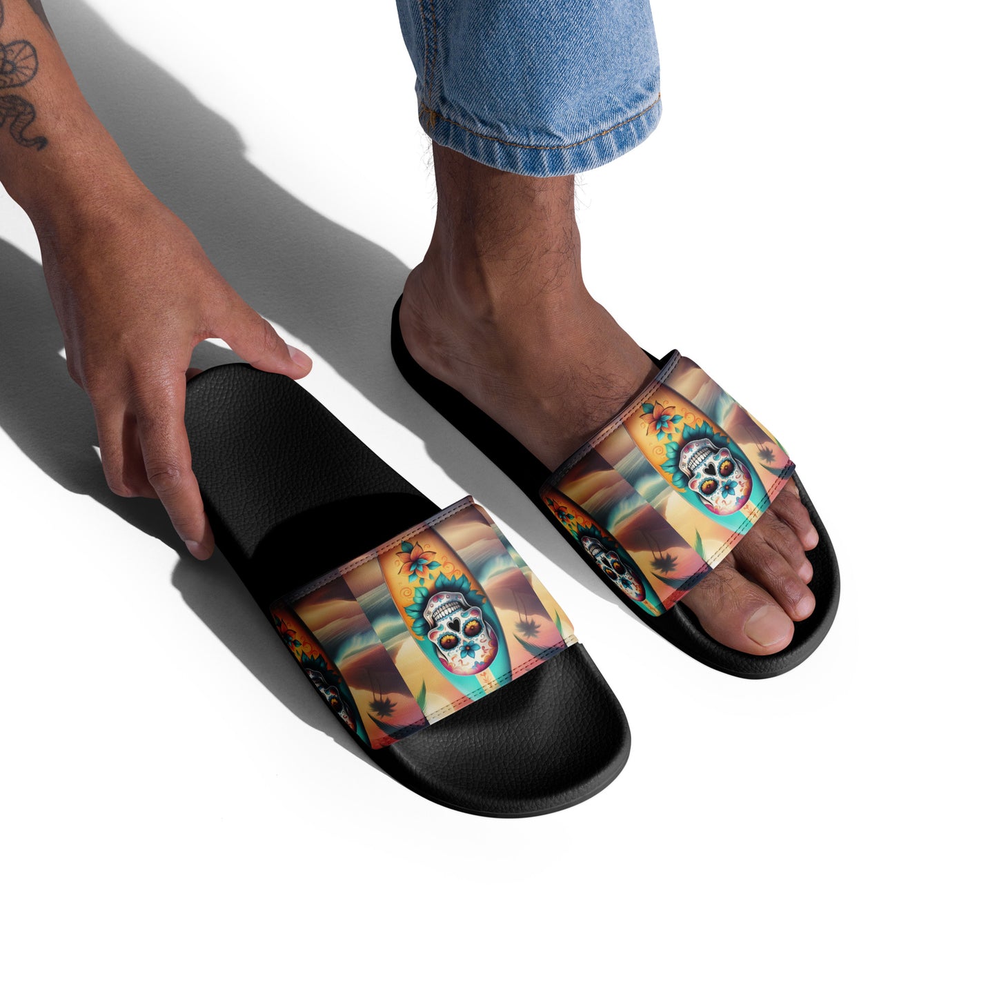 SKULL SURFBOARD MENS'S SLIDES