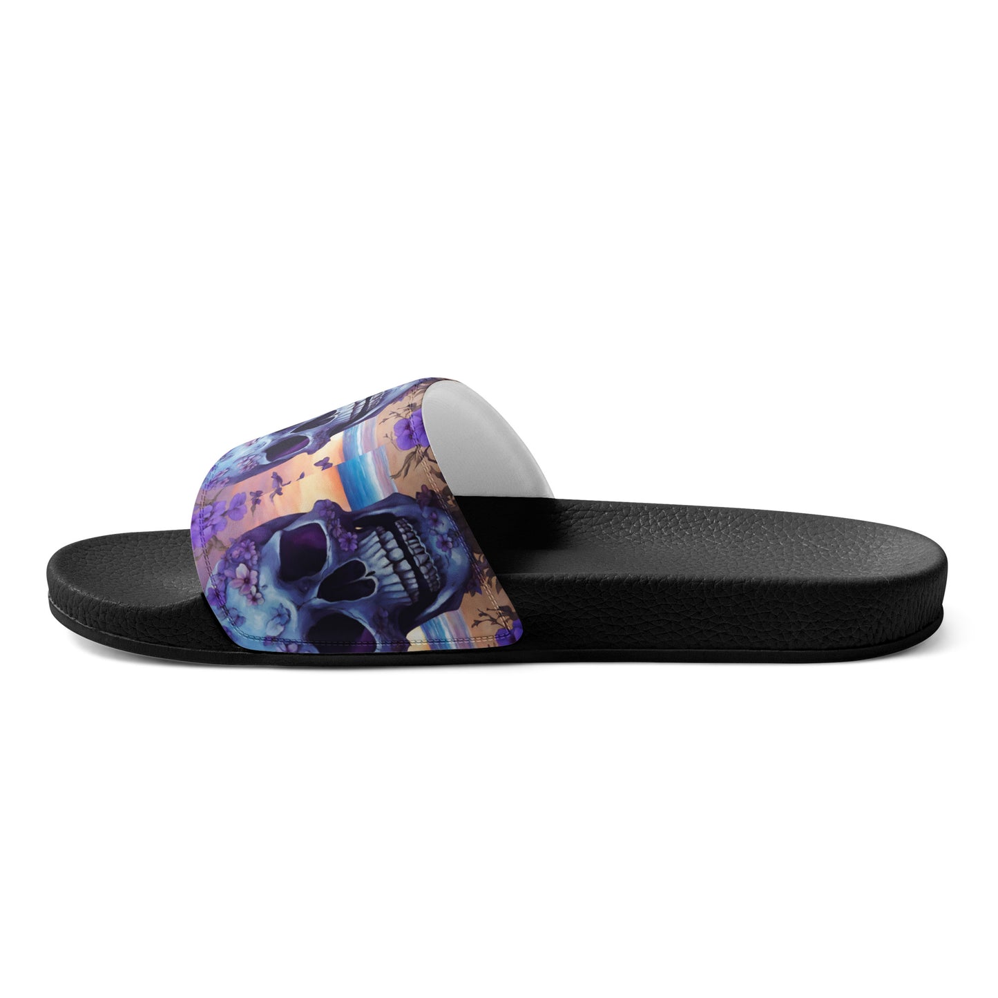 PURPLE FLOWER SKULL MEN'S SLIDES