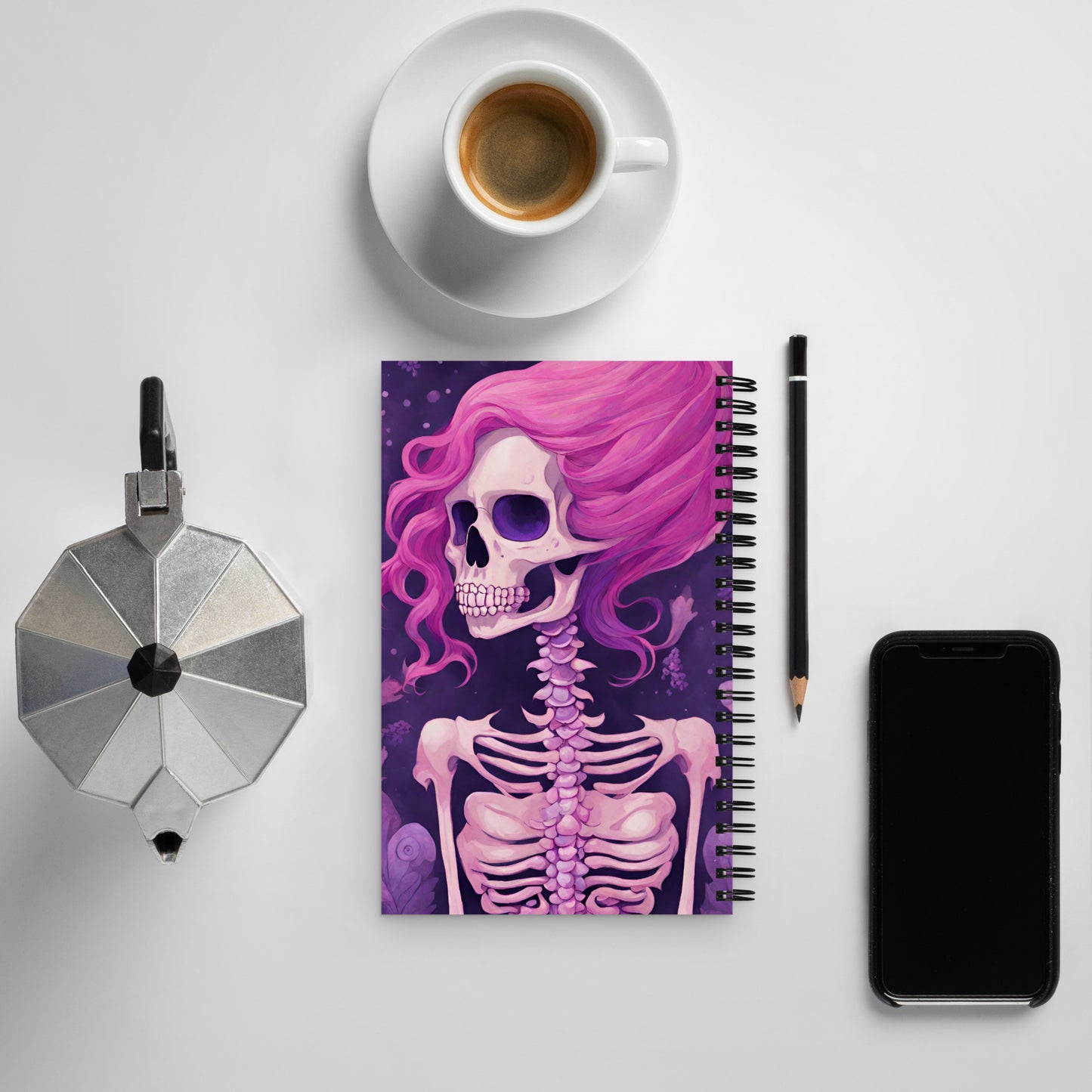 BENNET'S PINK SKELETON SPIRAL NOTEBOOK