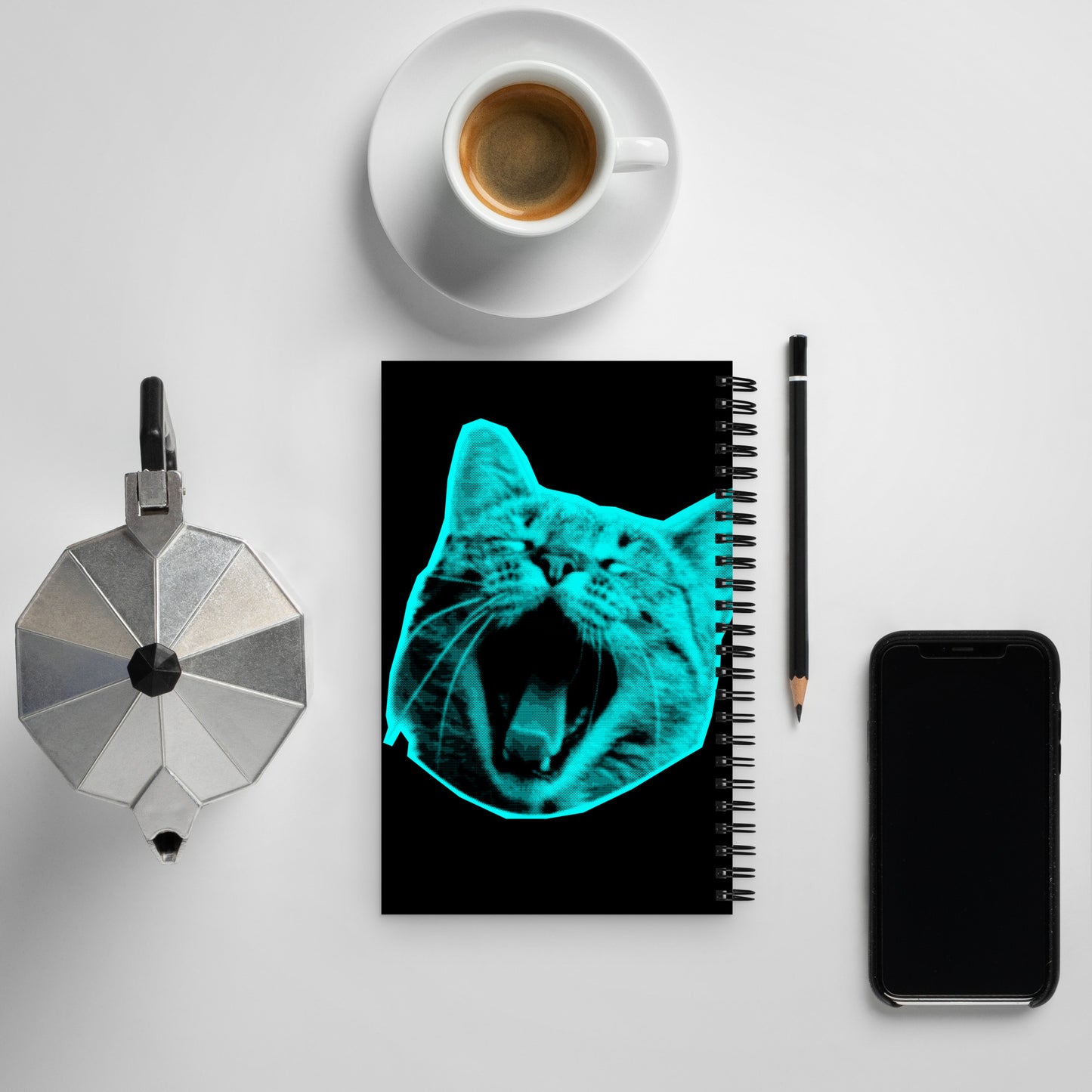 ELECTRIC BLUE CAT SPIRAL NOTEBOOK