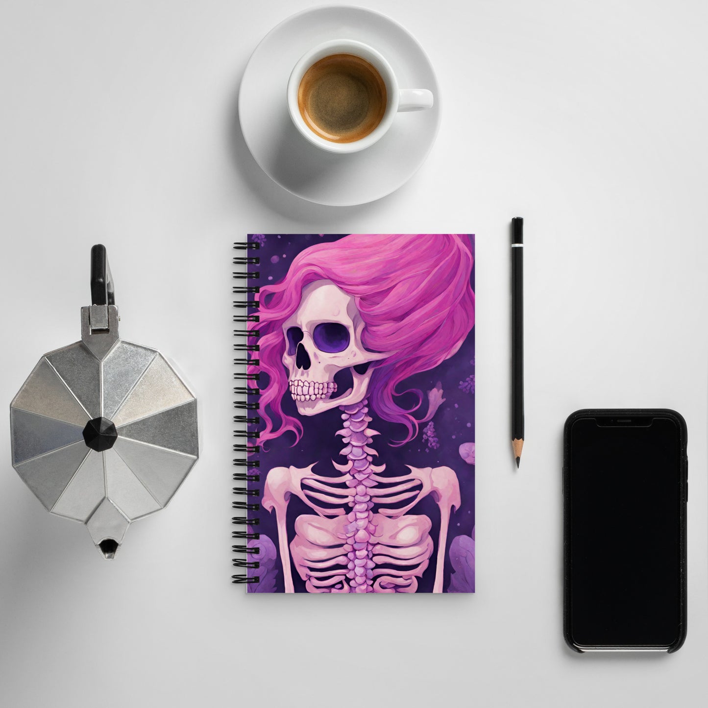 BENNET'S PINK SKELETON SPIRAL NOTEBOOK