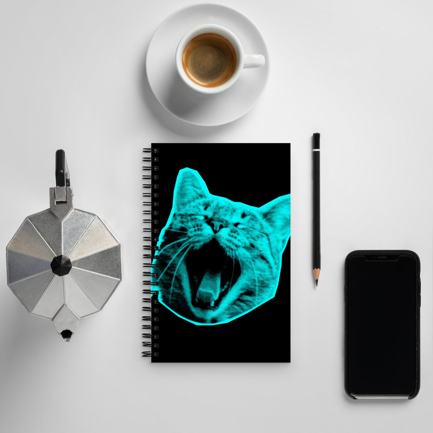 ELECTRIC BLUE CAT SPIRAL NOTEBOOK