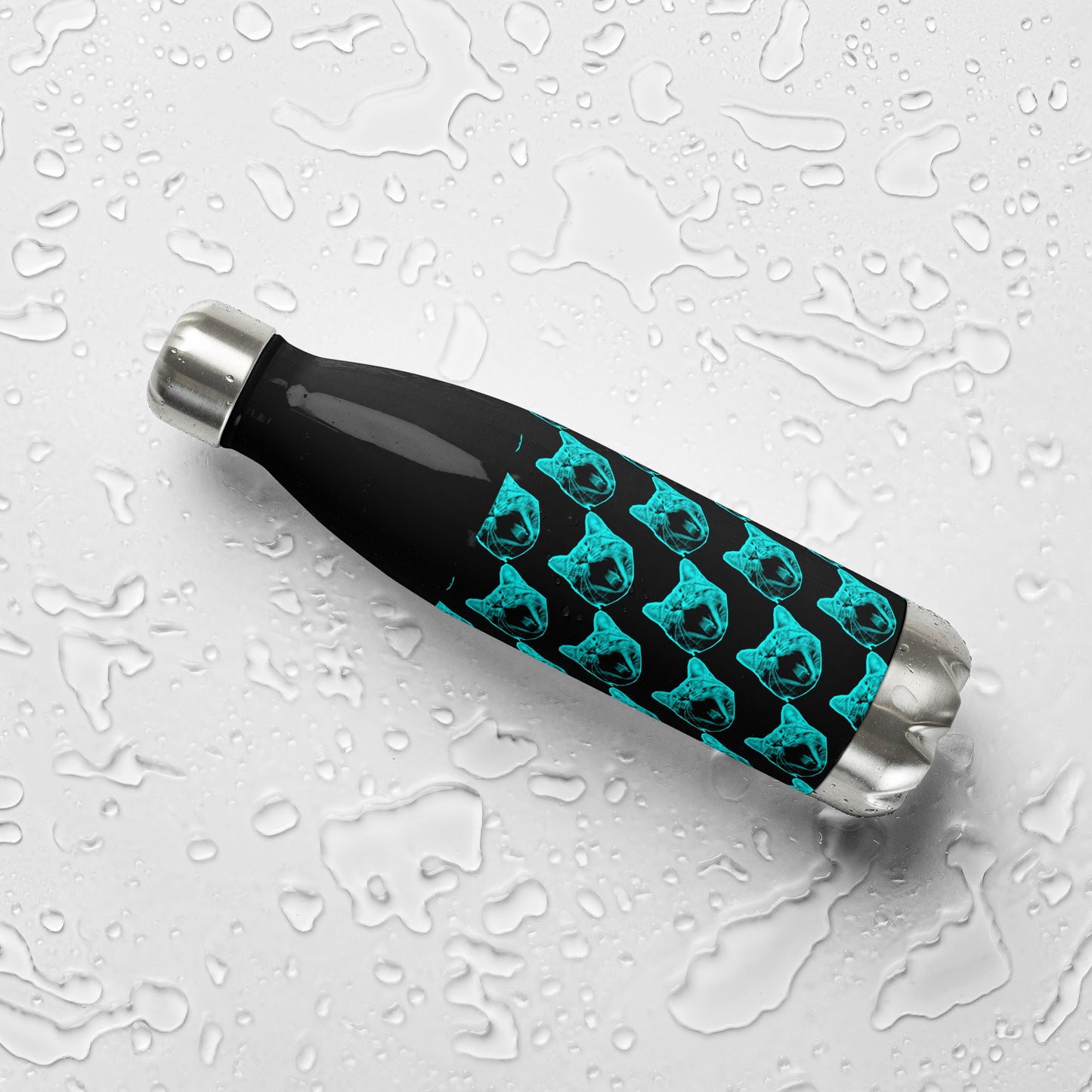 ELECTRIC BLUE CAT STAINLESS STEEL WATER BOTTLE