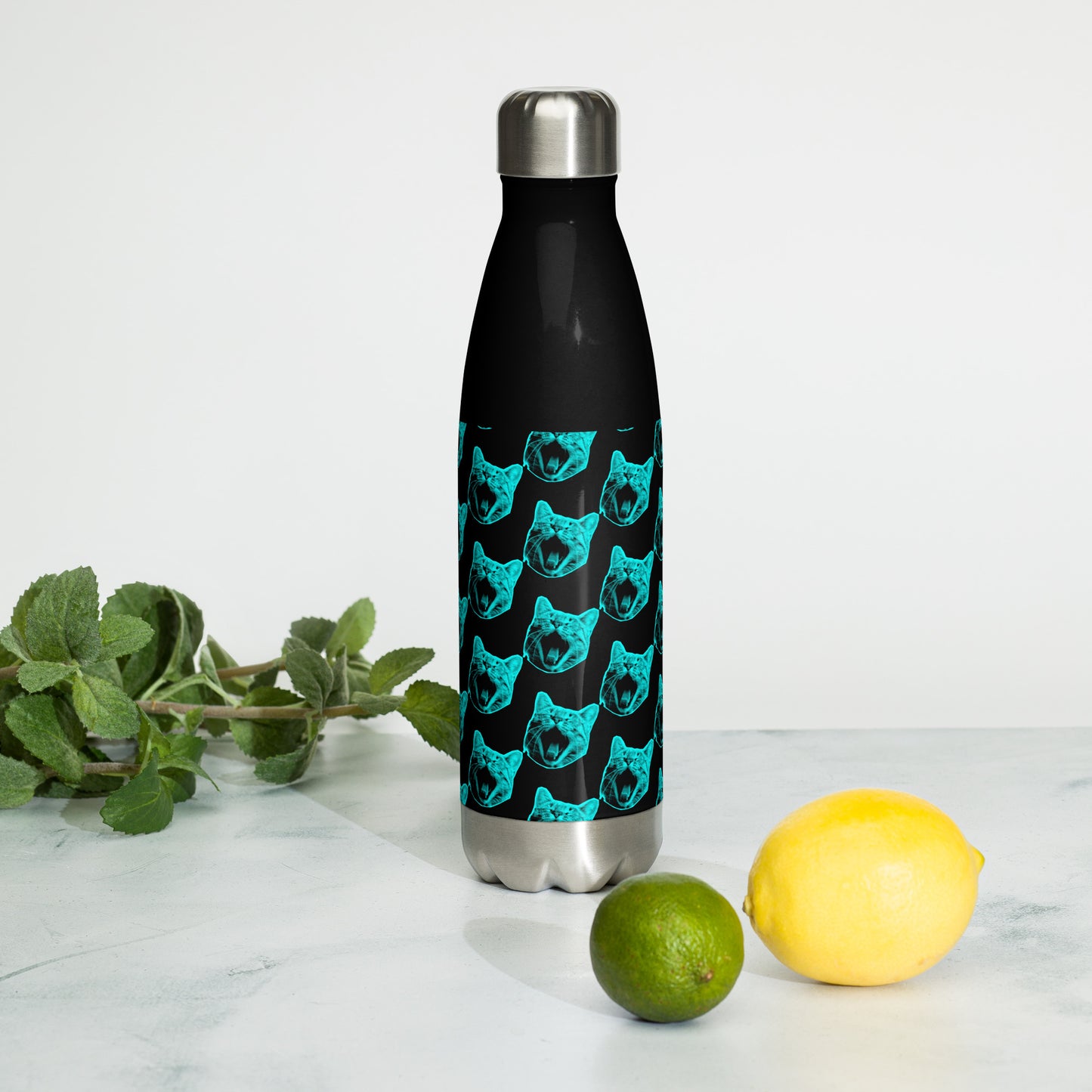 ELECTRIC BLUE CAT STAINLESS STEEL WATER BOTTLE