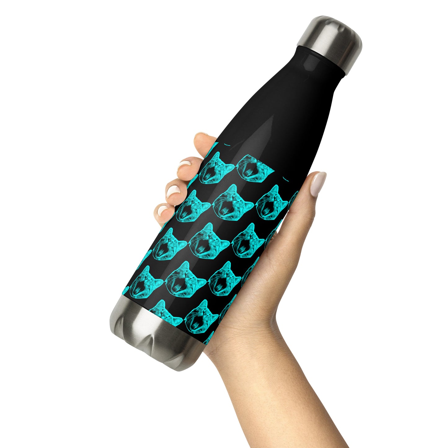 ELECTRIC BLUE CAT STAINLESS STEEL WATER BOTTLE