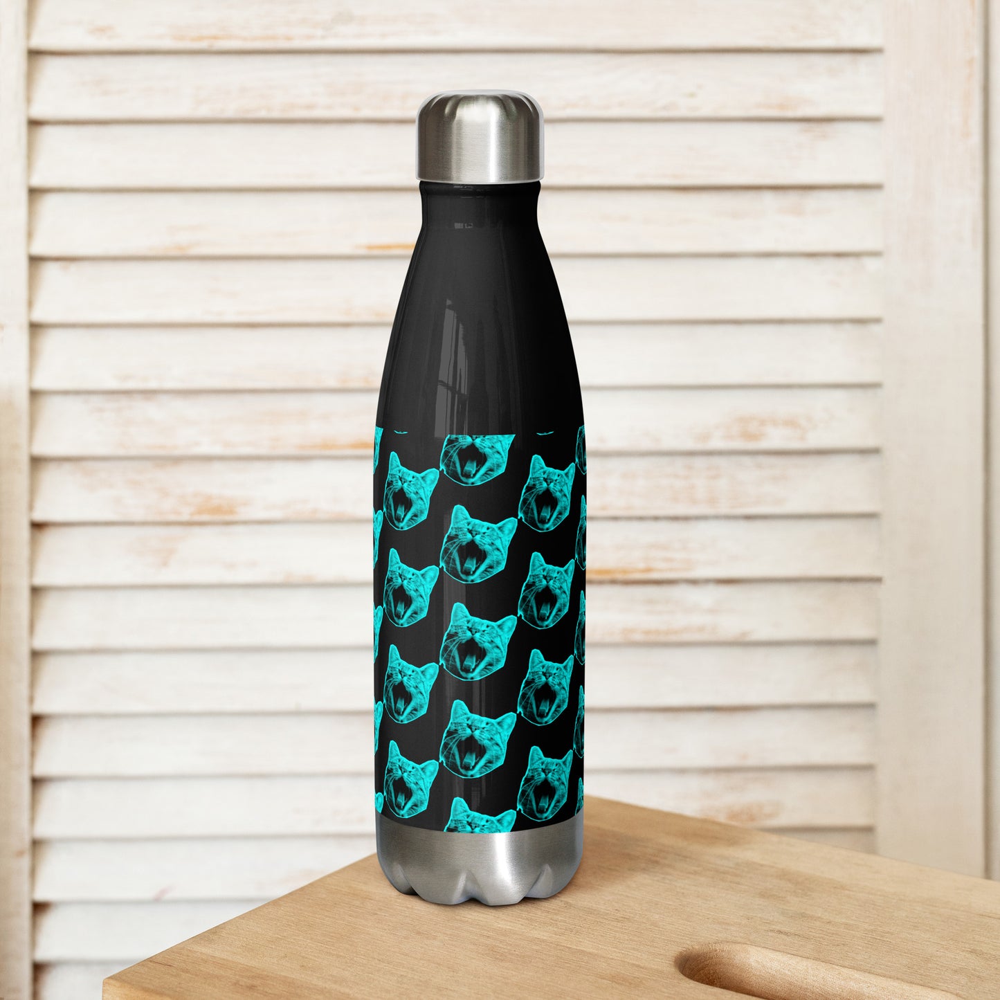 ELECTRIC BLUE CAT STAINLESS STEEL WATER BOTTLE