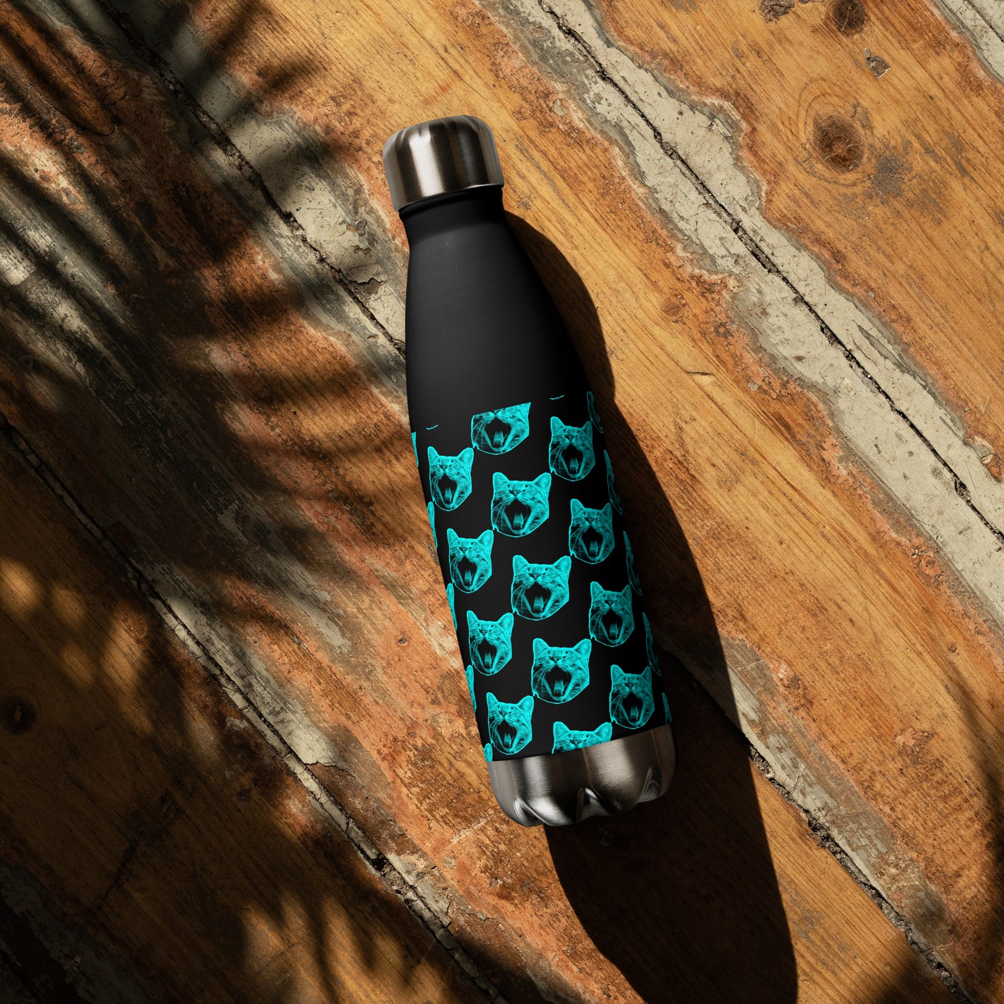 ELECTRIC BLUE CAT STAINLESS STEEL WATER BOTTLE