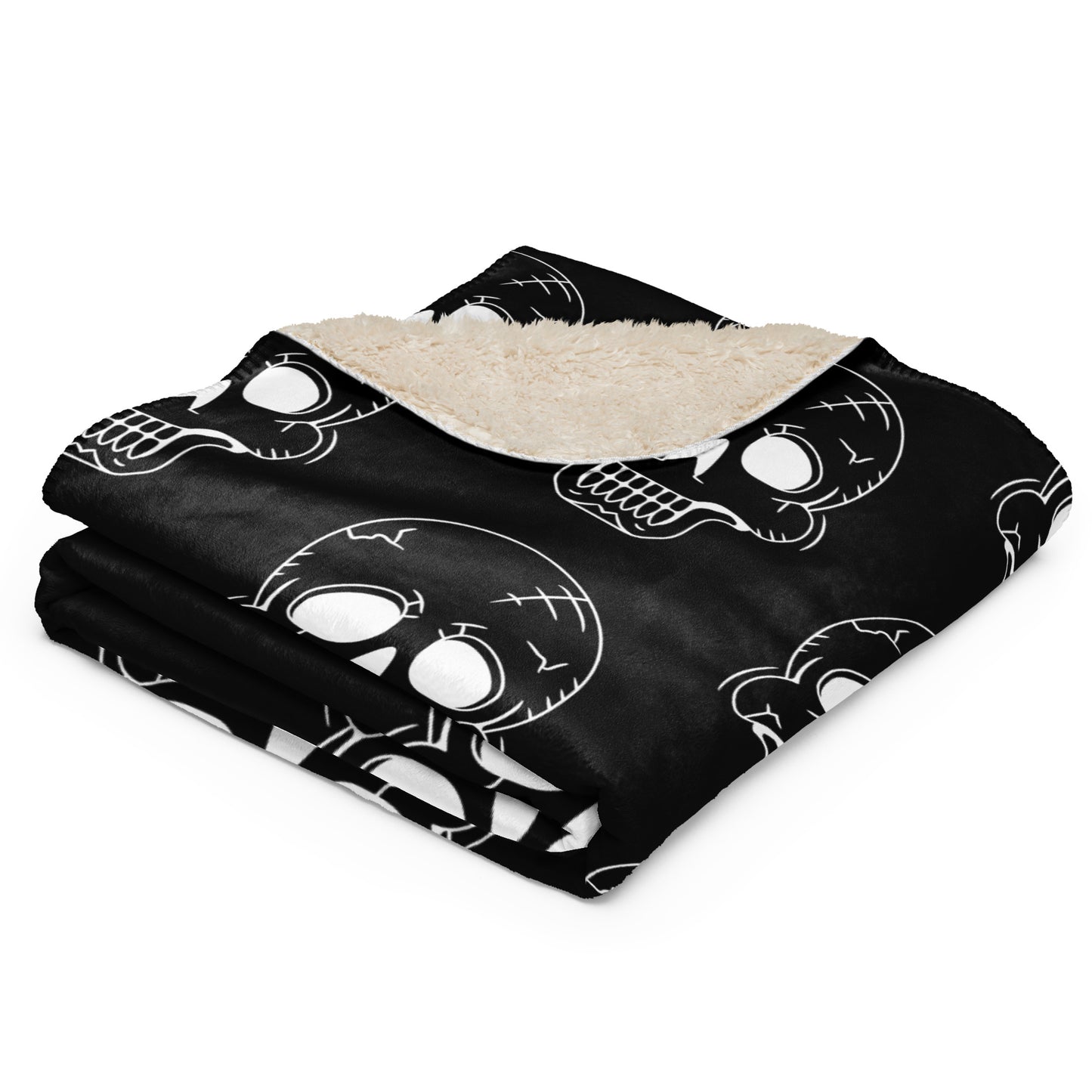 BLACK LAUGHING SKULL SHERPA BLANKET