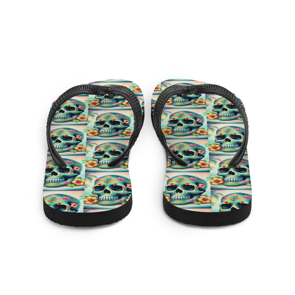 BLUE SKULL FLIP-FLOPS