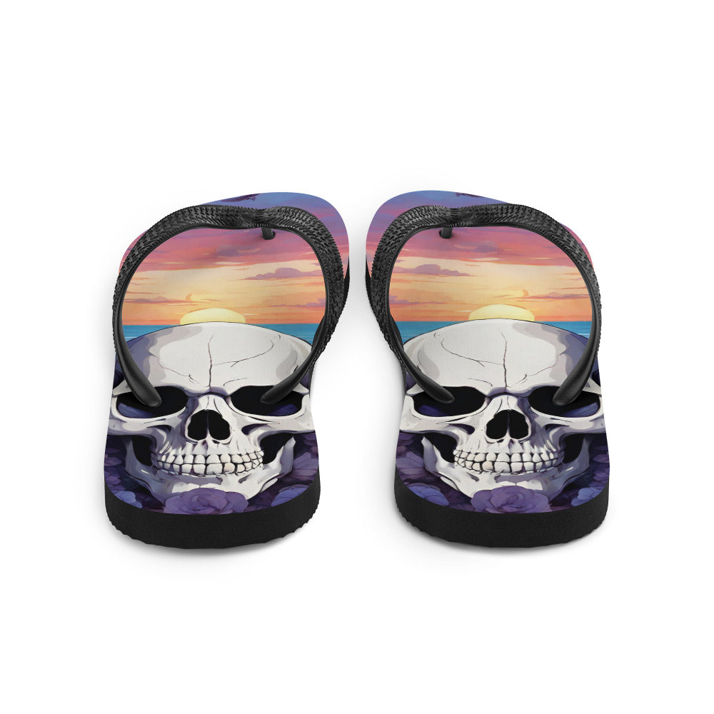 PURPLE SKULL SUNSET FLIP-FLOPS