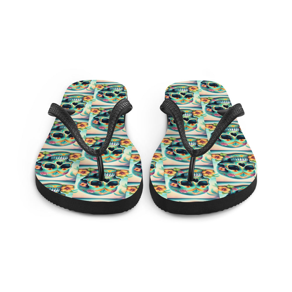 BLUE SKULL FLIP-FLOPS