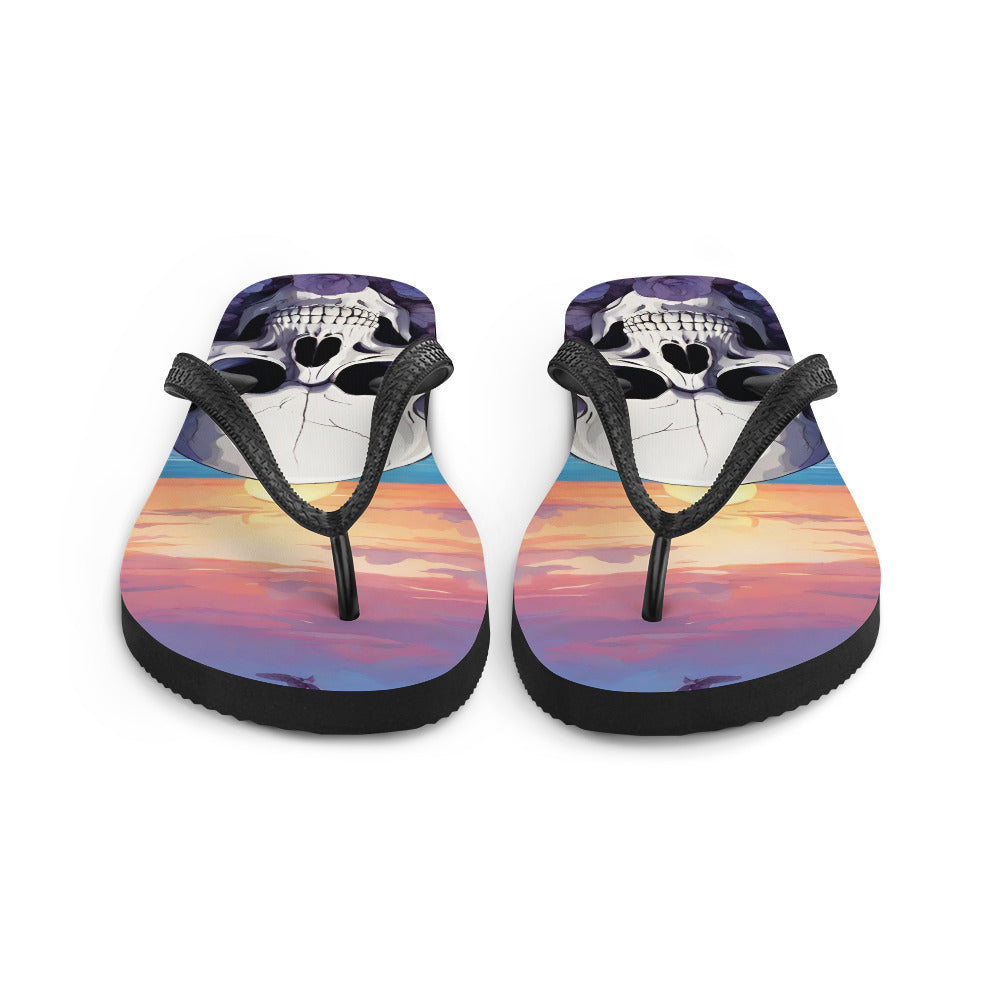 PURPLE SKULL SUNSET FLIP-FLOPS