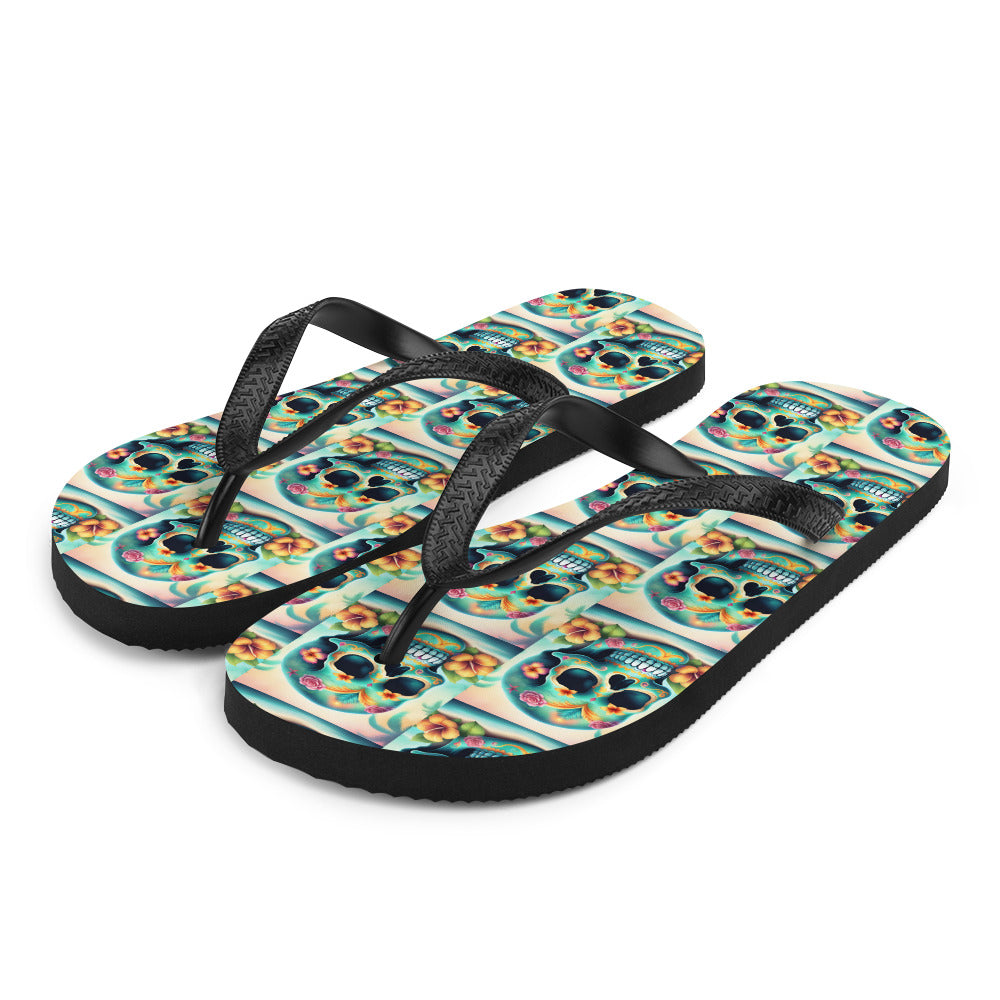 BLUE SKULL FLIP-FLOPS