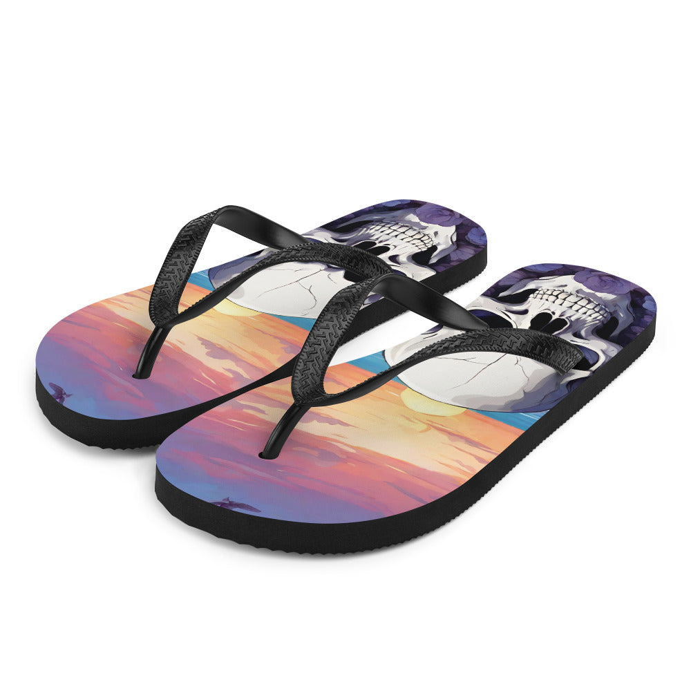 PURPLE SKULL SUNSET FLIP-FLOPS