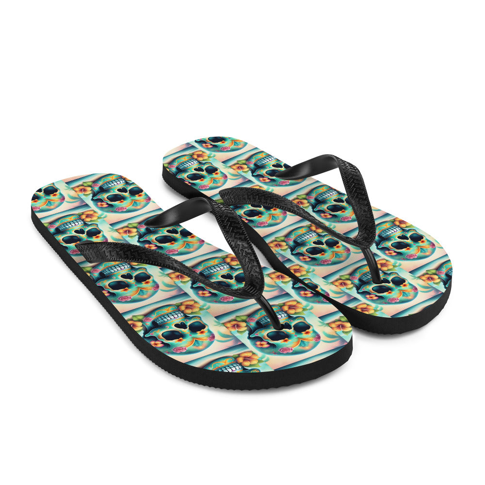 BLUE SKULL FLIP-FLOPS