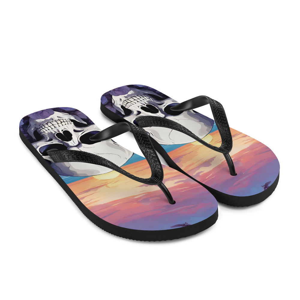 PURPLE SKULL SUNSET FLIP-FLOPS