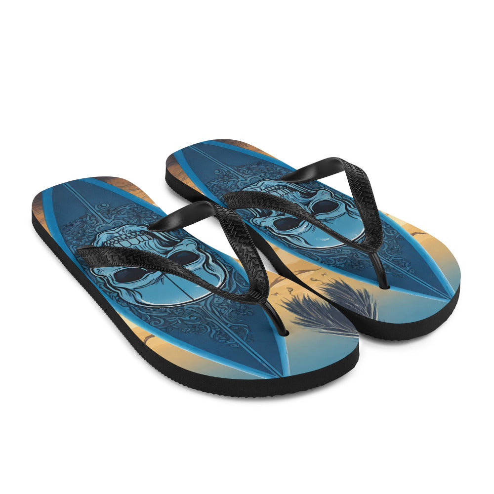 BLUE SKULL SURFBOARD FLIP-FLOPS