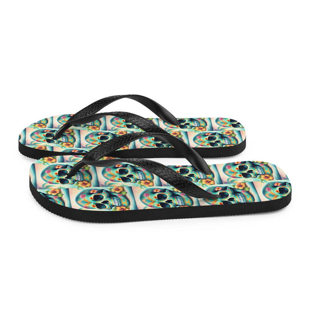 BLUE SKULL FLIP-FLOPS