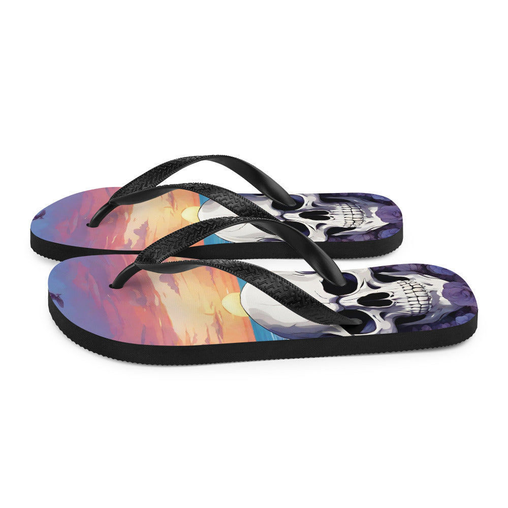 PURPLE SKULL SUNSET FLIP-FLOPS