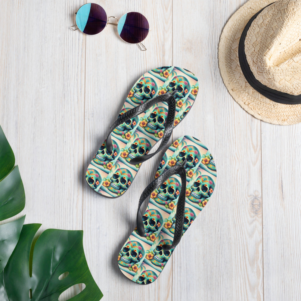 BLUE SKULL FLIP-FLOPS