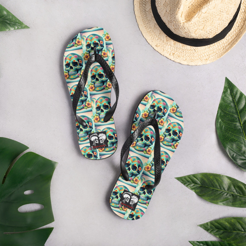 BLUE SKULL FLIP-FLOPS