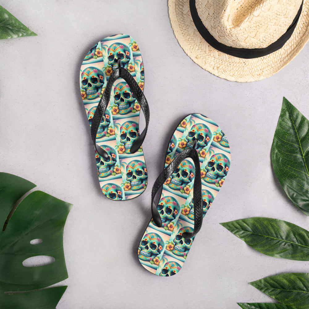 BLUE SKULL FLIP-FLOPS