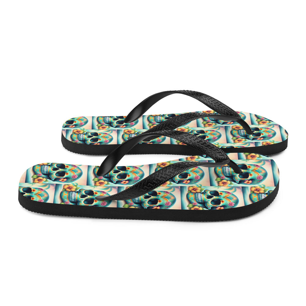 BLUE SKULL FLIP-FLOPS