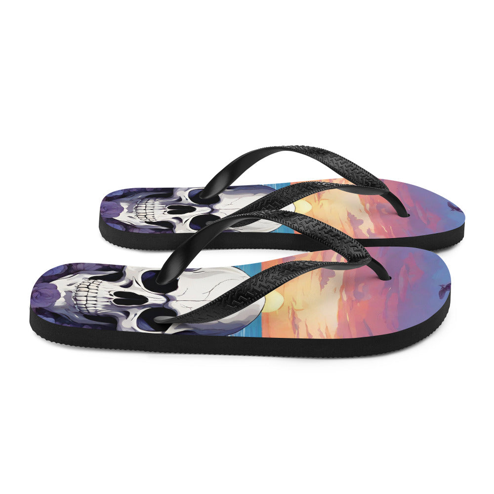 PURPLE SKULL SUNSET FLIP-FLOPS