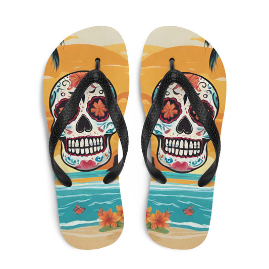 SUGAR SKULL SUNSET FLIP-FLOPS