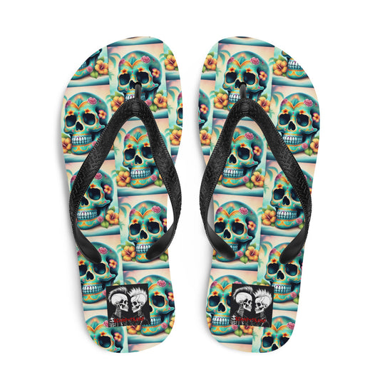 BLUE SKULL FLIP-FLOPS