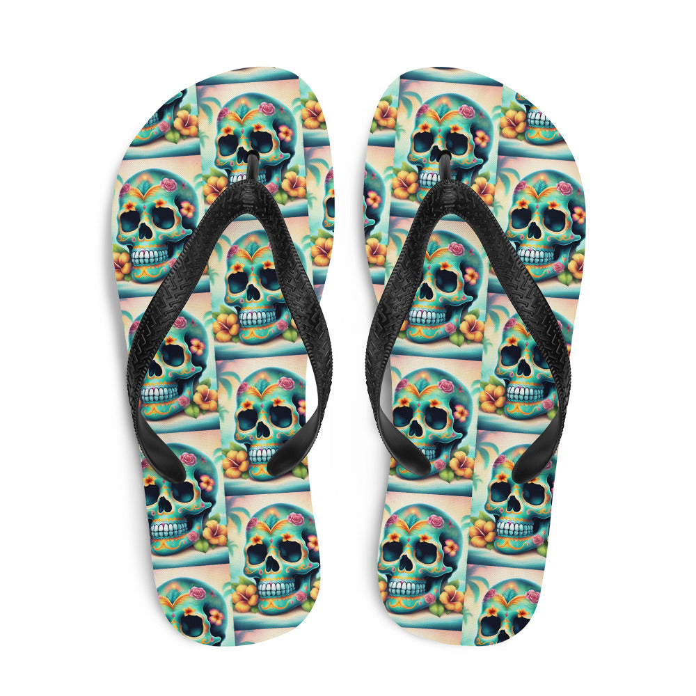 BLUE SKULL FLIP-FLOPS