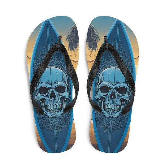 BLUE SKULL SURFBOARD FLIP-FLOPS