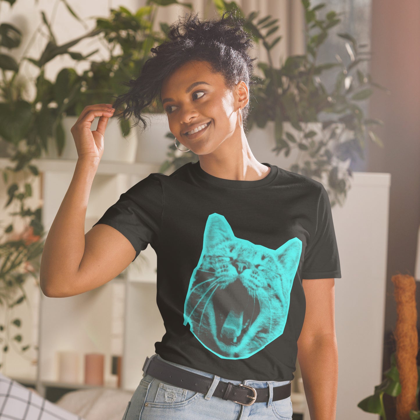 ELECTRIC BLUE CAT UNISEX SHORT SLEEVE TEE