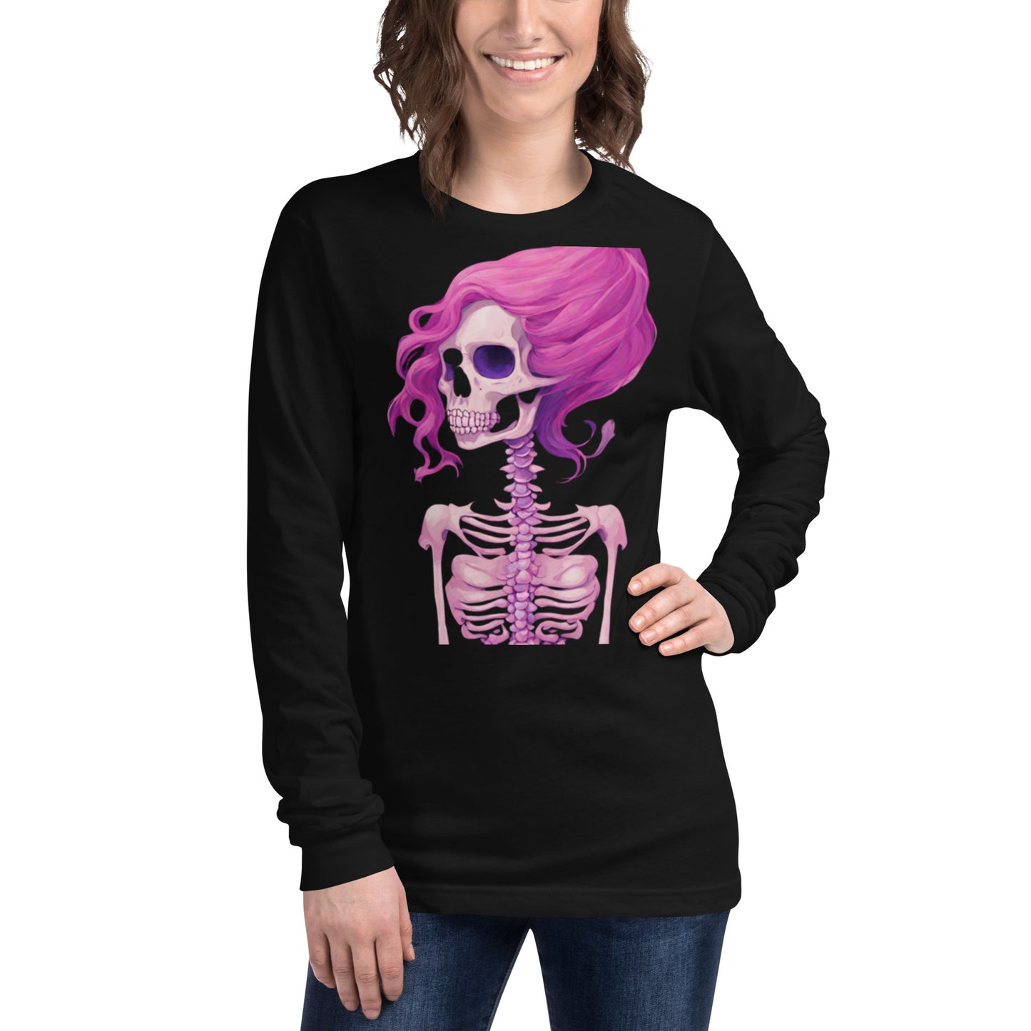 BENNET'S PINK SKELETON LONG SLEEVE TEE