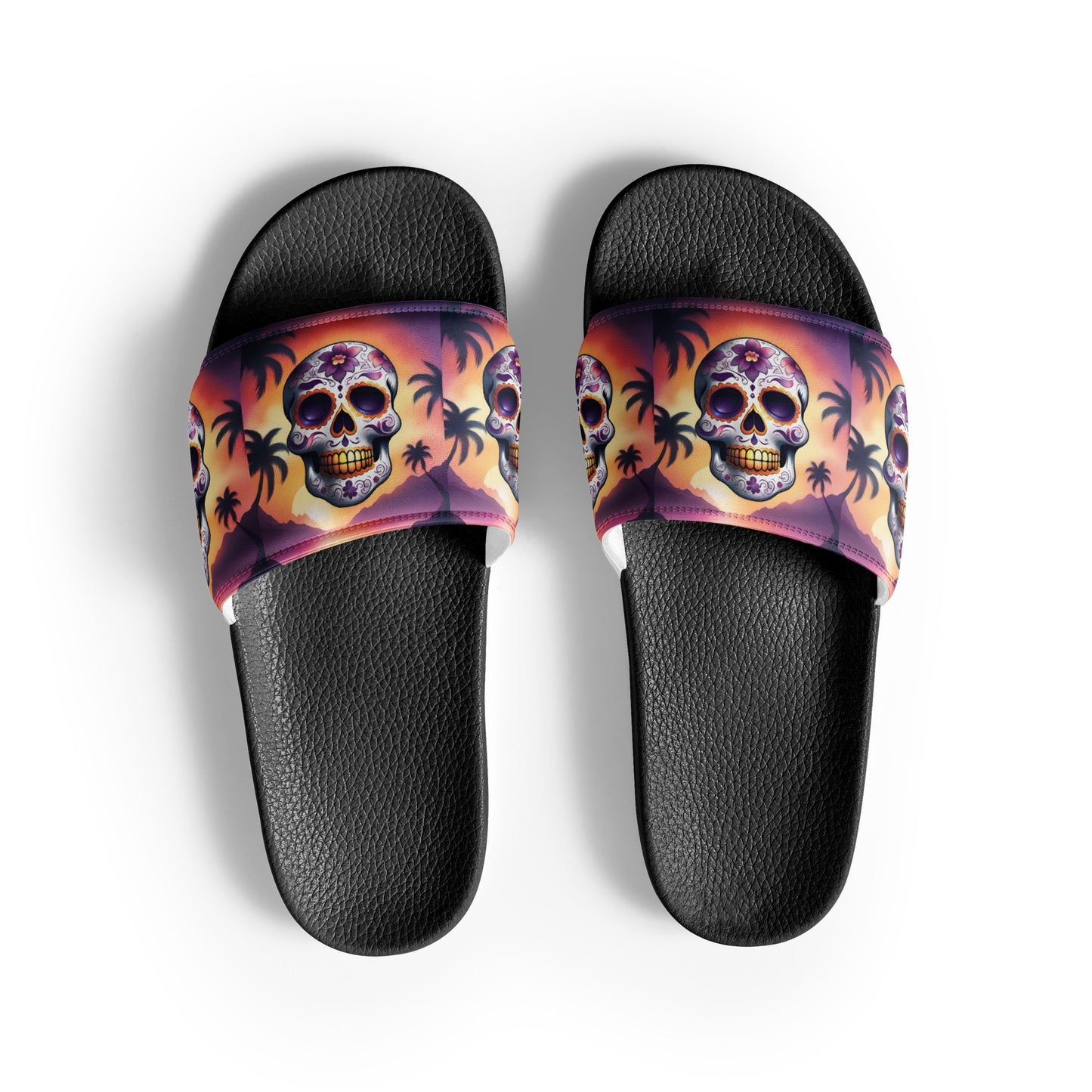 PINK SUNRISE SKULL WOMEN'S SLIDES